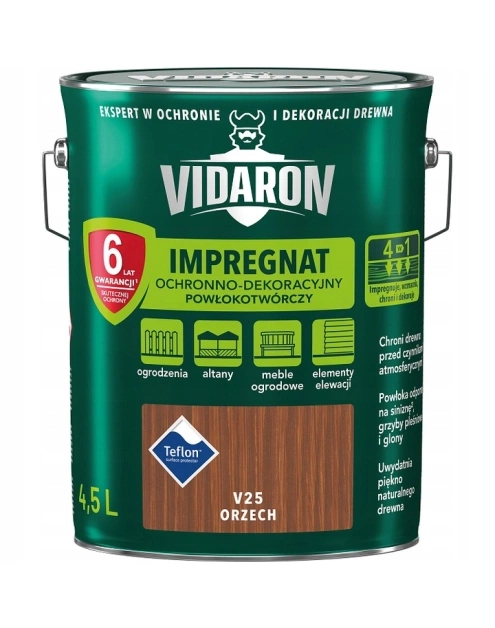 Impregnat do drewna VIDARON Powłokotwórczy orzech V25 mat 4,5l