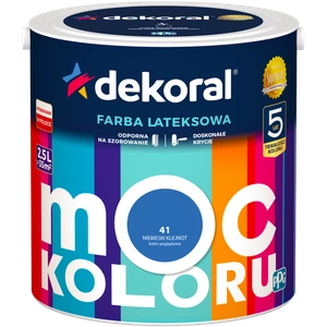 Farba do ścian i sufitów lateksowa DEKORAL MOC KOLORU Niebieski Klejnot nr 41 mat 2,5l