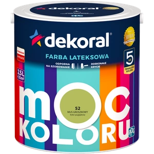 Farba do ścian i sufitów lateksowa DEKORAL MOC KOLORU Mus Groszkowy nr 52 mat 2,5l