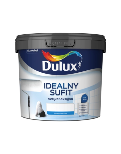 Farba do ścian i sufitów lateksowa Dulux IDEALNY SUFIT biała mat 3L