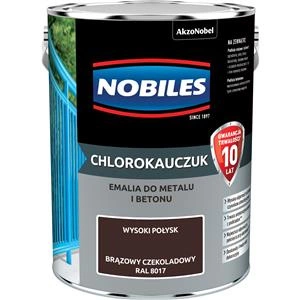 Farba do metalu i betonu NOBILES CHLOROKAUCZUK RAL 8017 połysk 5l