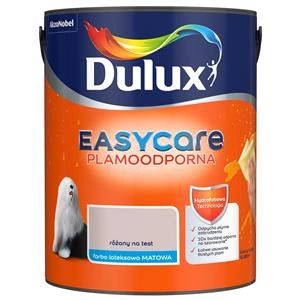 Farba do ścian i sufitów lateksowa Dulux EasyCare Różany na test mat 5L