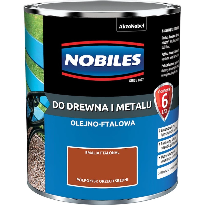 Farba do drewna i metalu olejno- ftalowa NOBILES FTALONAL Orzech Średni półpołysk 0,7l