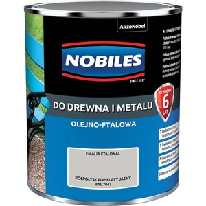 Farba do drewna i metalu olejno- ftalowa NOBILES FTALONAL Popielaty Jasny RAL 7047 półpołysk 0,7l