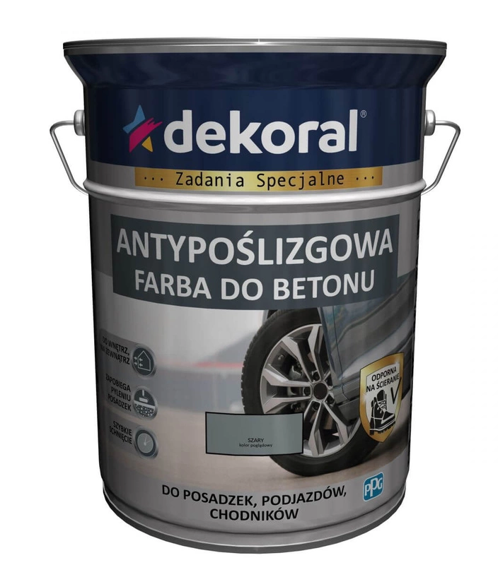 Farba do powierzchni betonowych DEKORAL ANTYPOŚLIZGOWA FARBA DO BETONU szary 0,75l