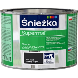 Farba do drewna i metalu olejno-ftalowa ŚNIEŻKA Supermal czarny RAL9005 połysk 0,4l
