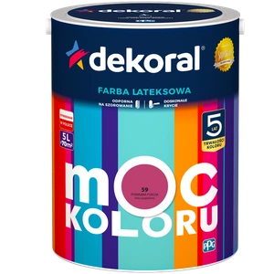 Farba do ścian i sufitów lateksowa DEKORAL MOC KOLORU Powabna Fuksja nr 59 mat 5l