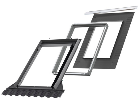 Kołnierz z BDX do okna dachowego Velux EDW MK08 2000 RAL 7043 78x140 do pokryć wysokoprofilowanych