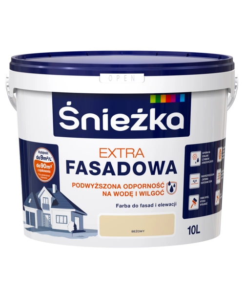 Farba do fasad i elewacji ŚNIEŻKA Extra Fasadowa beżowa 10 l
