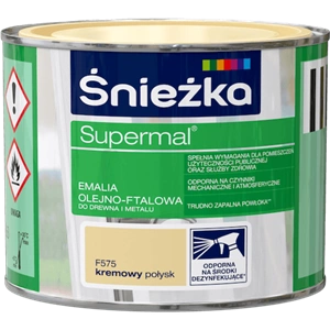 Farba do drewna i metalu olejno-ftalowa ŚNIEŻKA Supermal kremowy F575 połysk 0,2l