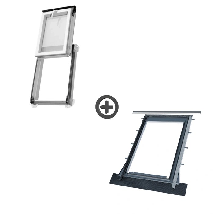 Zestaw wyłaz dachowy OKPOL IGWX N22 PVC 3-szybowy z kołnierzem falistym 55x78