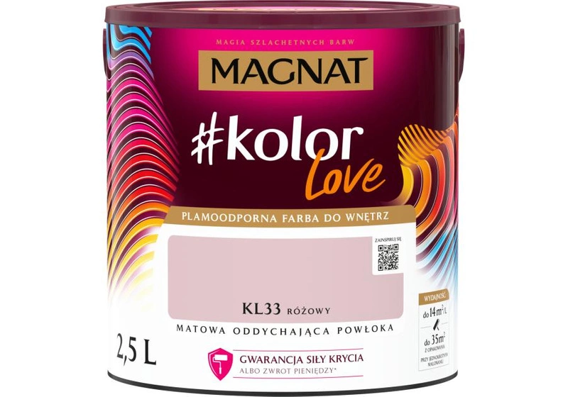 Farba do ścian i sufitów lateksowa MAGNAT #kolorLove KL33 różowy mat 2,5l