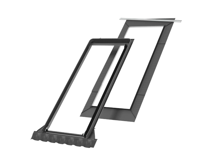 Kołnierz z BFX do balkonu dachowego Velux EDW MK19 1000 RAL 7043  78x252 do pokryć wysokoprofilowanych