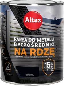 Farba do metalu ALTAX Bezpośrednio na rdzę czarny mat 0,75l