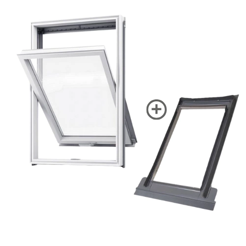 Okno dachowe ROOFLITE+ TRIO PVC APY M4A B1500 78x98 3-szybowe + kołnierz falisty TFX ZESTAW