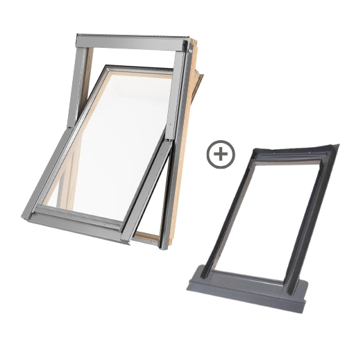 Zestaw okno dachowe MAGNETIC NEO AAY M8A B1500 + kołnierz TFX falisty 3-szybowe RAL 7043 78x140