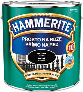 Farba do metalu HAMMERITE Prosto Na Rdzę mat Czarny 2,5l