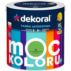 Farba do ścian i sufitów lateksowa DEKORAL MOC KOLORU Zdecydowanie Zielony nr 53 mat 2,5l