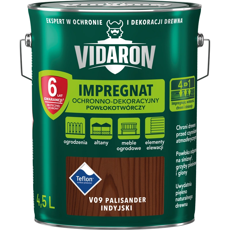 Impregnat do drewna VIDARON Powłokotwórczy palisander indyjski V09 mat 4,5l