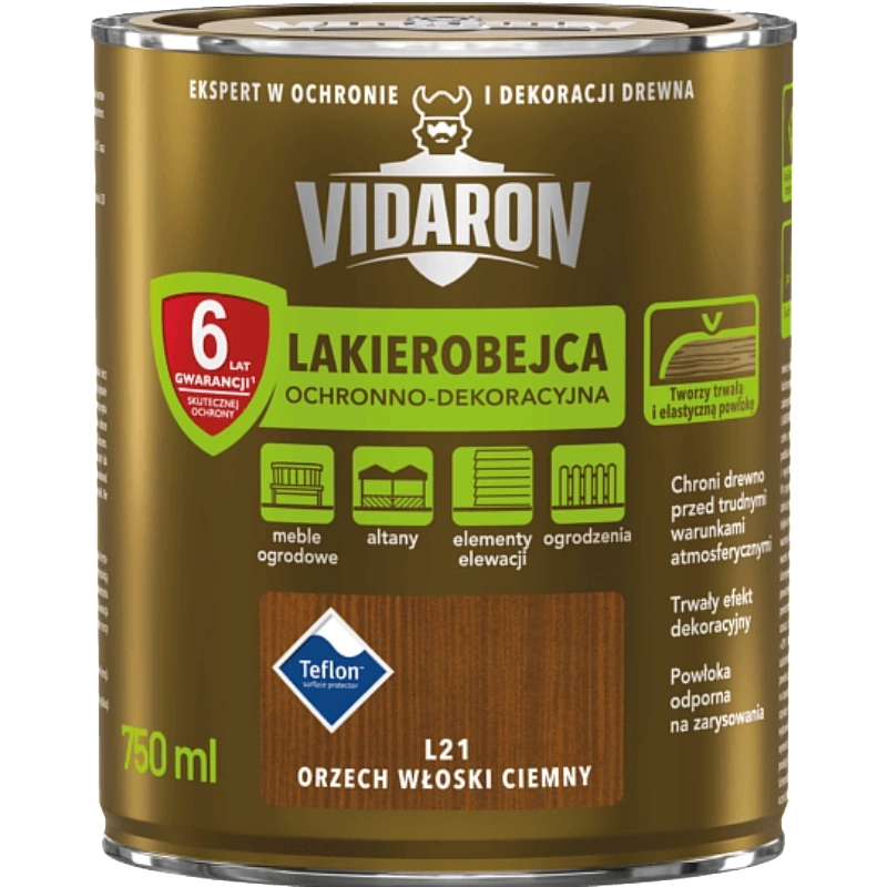Lakierobejca do drewna VIDARON orzech włoski ciemny L21 połysk 0,75l