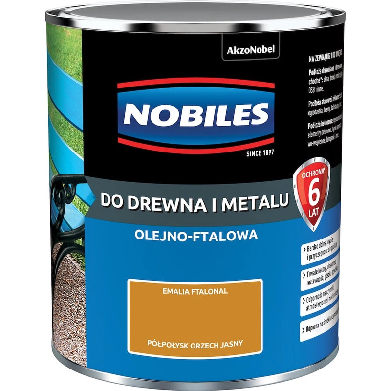 Farba do drewna i metalu olejno- ftalowa NOBILES FTALONAL Orzech Jasny półpołysk 0,7l