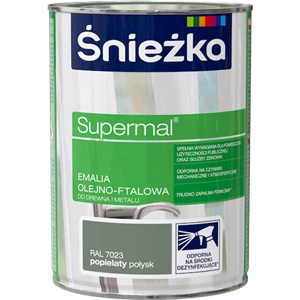 Farba do drewna i metalu olejno-ftalowa ŚNIEŻKA Supermal popielaty RAL7023 połysk 0,8l