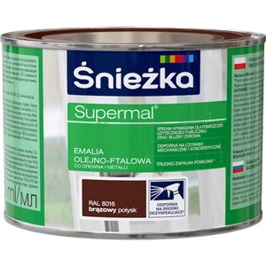 Farba do drewna i metalu olejno-ftalowa ŚNIEŻKA Supermal brązowy RAL8016 połysk 0,4l
