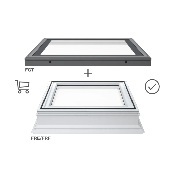 Okno do dachu płaskiego Rooflite+ FRE B600 60x60 3-szybowe elektryczne