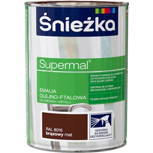 Farba do drewna i metalu olejno-ftalowa ŚNIEŻKA Supermal brąz RAL8016 mat 0,8l