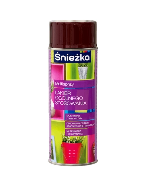 Lakier ogólnego stosowania ŚNIEŻKA Multispray bordowy 400 ml - wyprzedaż