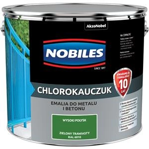 Farba do metalu i betonu NOBILES CHLOROKAUCZUK RAL 6010 połysk 10l