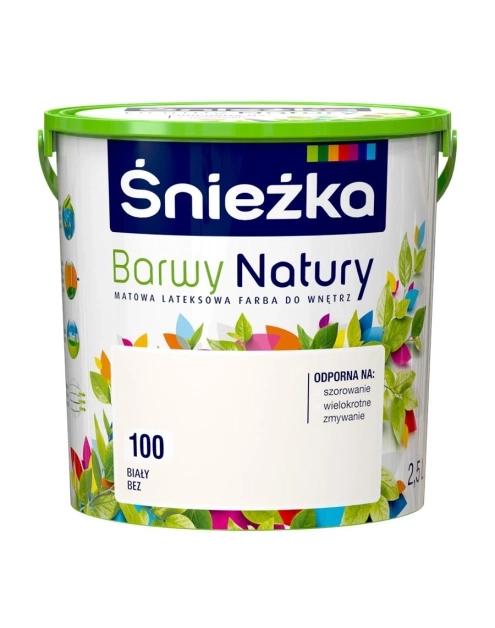 Farba do ścian i sufitów ŚNIEŻKA Barwy Natury biały bez 100 2,5 l