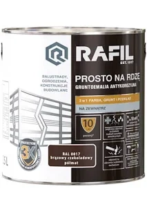 Gruntoemalia antykorozyjna RAFIL Prosto na rdzę czakoladowy RAL 8017 półmat 2,5 L