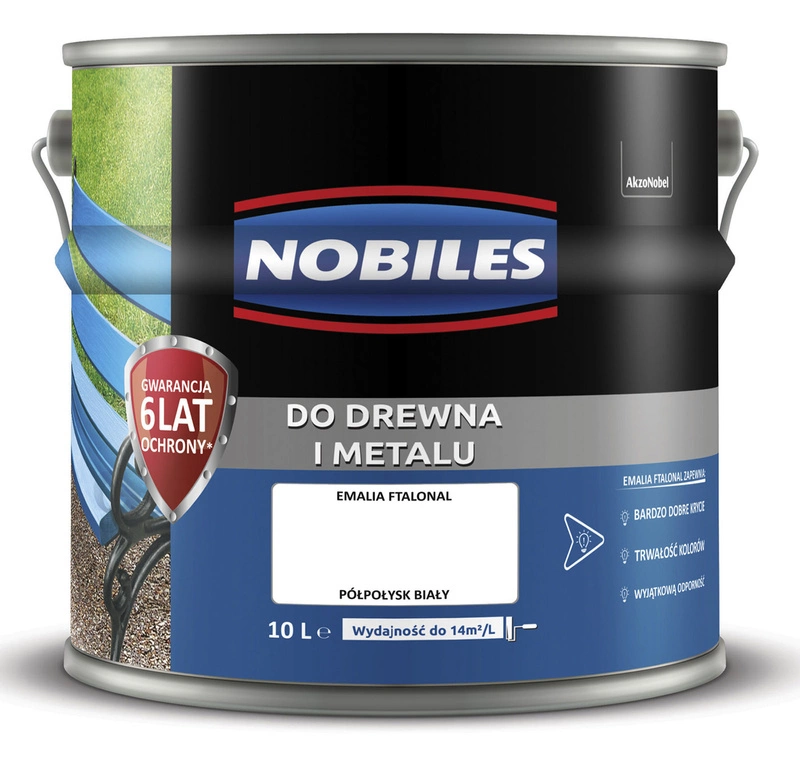 Farba do drewna i metalu olejno- ftalowa NOBILES FTALONAL Biały półpołysk 10l