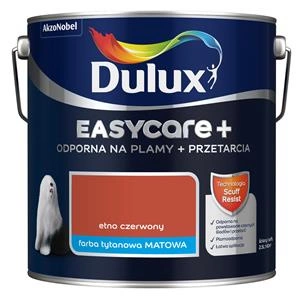 Farba do ścian i sufitów lateksowa Dulux EasyCare+ Plamy+Przetarcia Etno Czerwony mat 2,5L