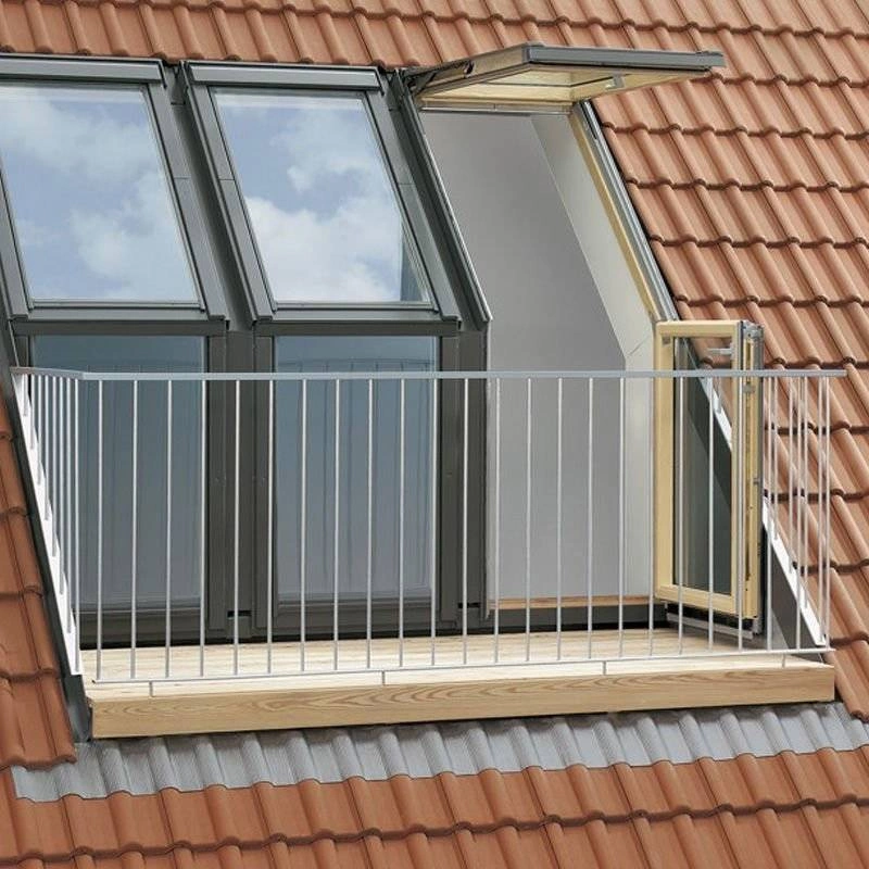 Balkon dachowy Velux VEB M35 3065 78x109 3-szybowe drewniane dół