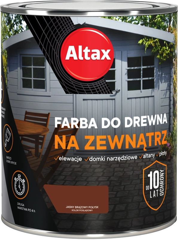 Farba do drewna ALTAX na zewnątrz jasny brązowy półmat 0,75l