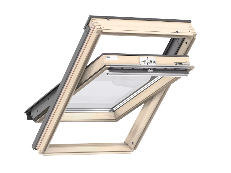 Zestaw okno dachowe VELUX 3-szybowe + kołnierz + roleta solarna 78x118