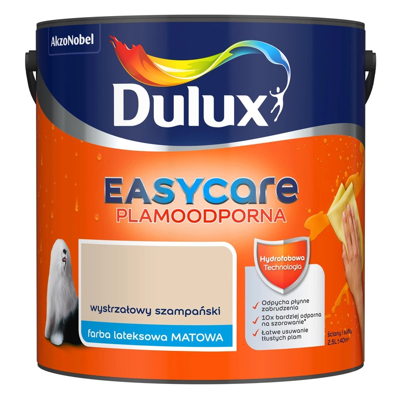 Farba do ścian i sufitów lateksowa Dulux EasyCare Wystrzałowy szampański mat 2,5L