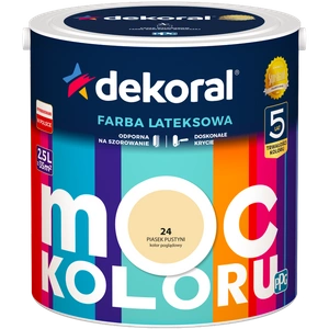 Farba do ścian i sufitów lateksowa DEKORAL MOC KOLORU Piasek Pustyni nr 24 mat 2,5l