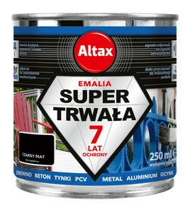 Emalia do drewna, metalu, betonu ALTAX Super Trwała czarny mat 0,25l