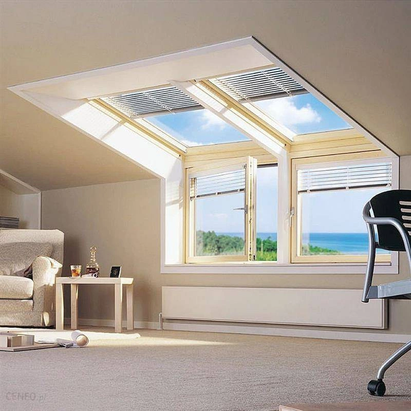 Okno dachowe kolankowe VELUX VFB PK35 2068 94x95 3-szybowe drewniane