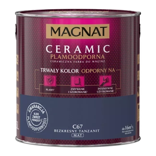 Farba do ścian i sufitów ceramiczna MAGNAT Ceramic bezkres tanzanit C67 mat 2,5l