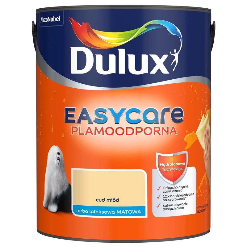 Farba do ścian i sufitów lateksowa Dulux EasyCare Cud miód mat 5L