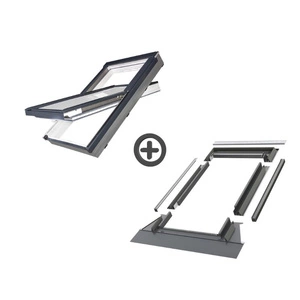 Zestaw okno dachowe FAKRO PTP-V U41 ABMX 78X118 3-szybowe + kołnierz EHV-AT RAL 7016
