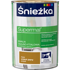 Farba do drewna i metalu olejno-ftalowa ŚNIEŻKA Supermal orzech jasny F555 połysk 0,8l