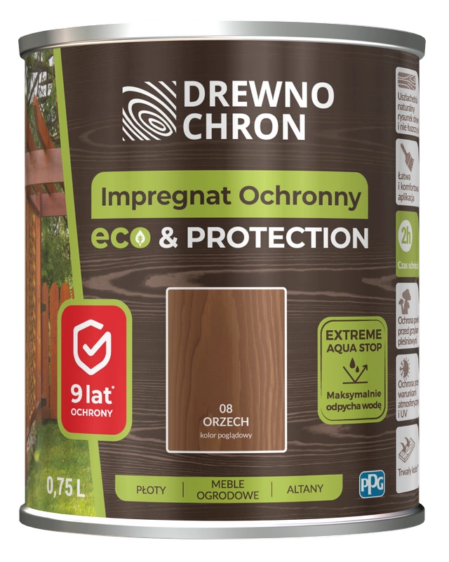 Impregnat do drewna DREWNOCHRON IMPREGNAT OCHRONNY ECO&PROTECTION orzech 0,75l