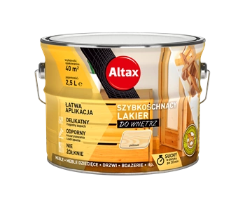 Lakier do drewna ALTAX szybkoschnący do wnętrz bezbarwny półmat 2,5l