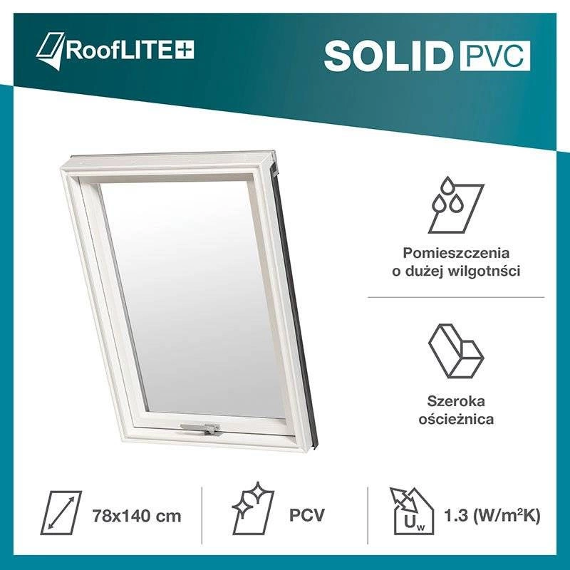 Okno dachowe ROOFLITE+ Solid PVC APY C2A B900 PVC 2-szybowe 55x78