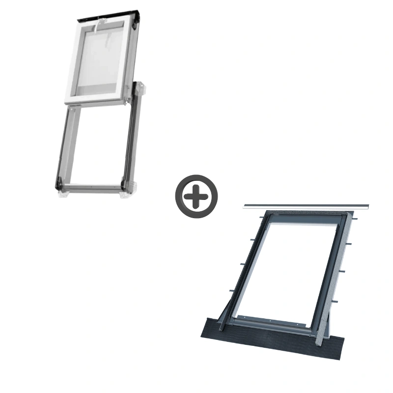 Zestaw wyłaz dachowy OKPOL IGWX N22 PVC 3-szybowy z kołnierzem falistym 55x78